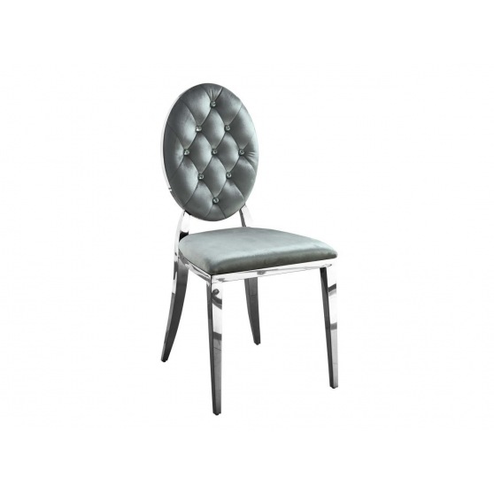 Krzesło srebrne glamour pikowane
